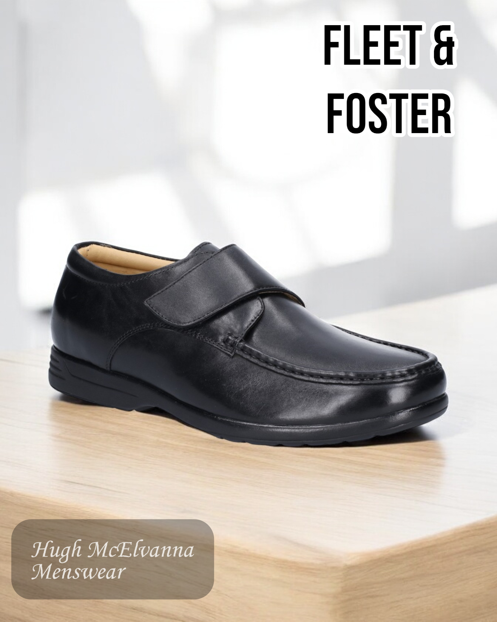 Fleet Foster EXTRA WIDE Velcro Shoe Hugh McElvanna Menswear