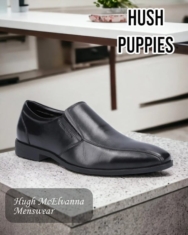 Hush Puppies Ellis Black Slip-On Shoe at Hugh McElvanna Menswear Keady