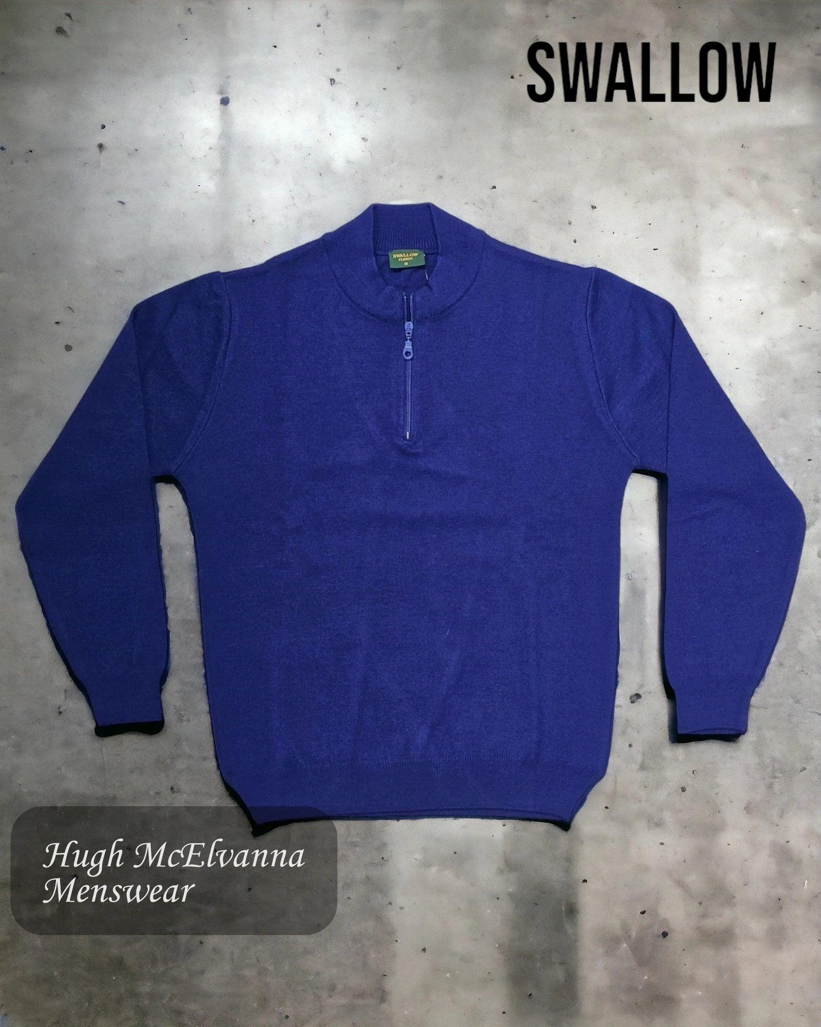 Swallow Blue Quarter Zip Jumper Hugh McElvanna Menswear