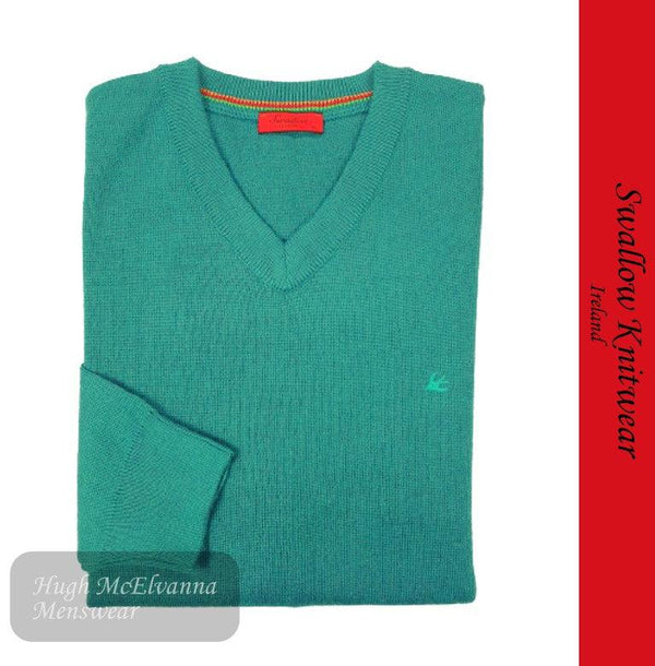 Men's Sea Green V-Neck Pullover by Swallow Style: 10GG Hugh McElvanna Menswear