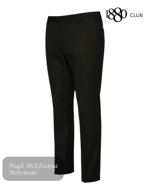 1880 Club black plus fit elastic waist school trousers; Boys black slim leg school trousers with elasticated waist; 1880 Club 62763/00 plus fit trousers.