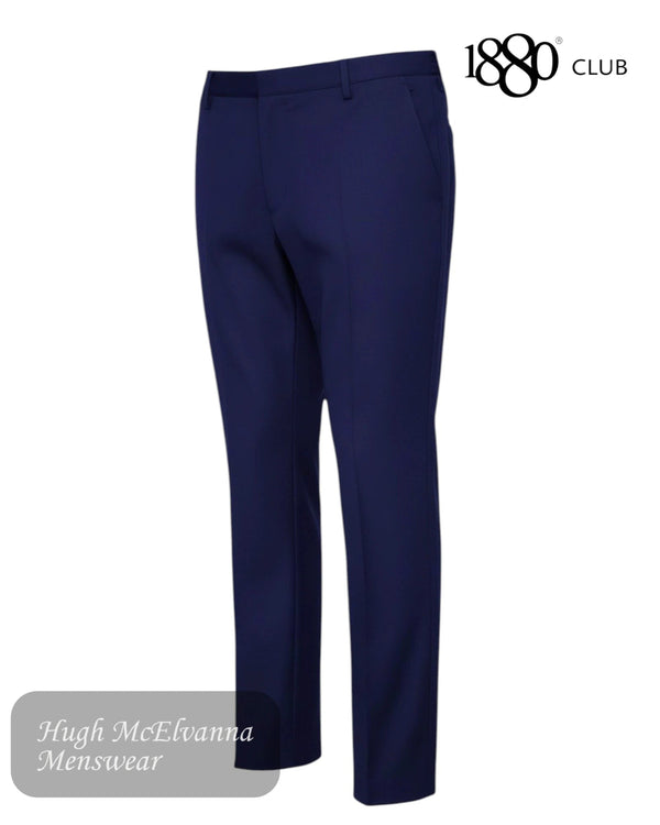 1880 Club navy plus fit elastic waist school trousers; Boys navy slim leg school trousers with elasticated waist; 1880 Club 62763/79 plus fit trousers.