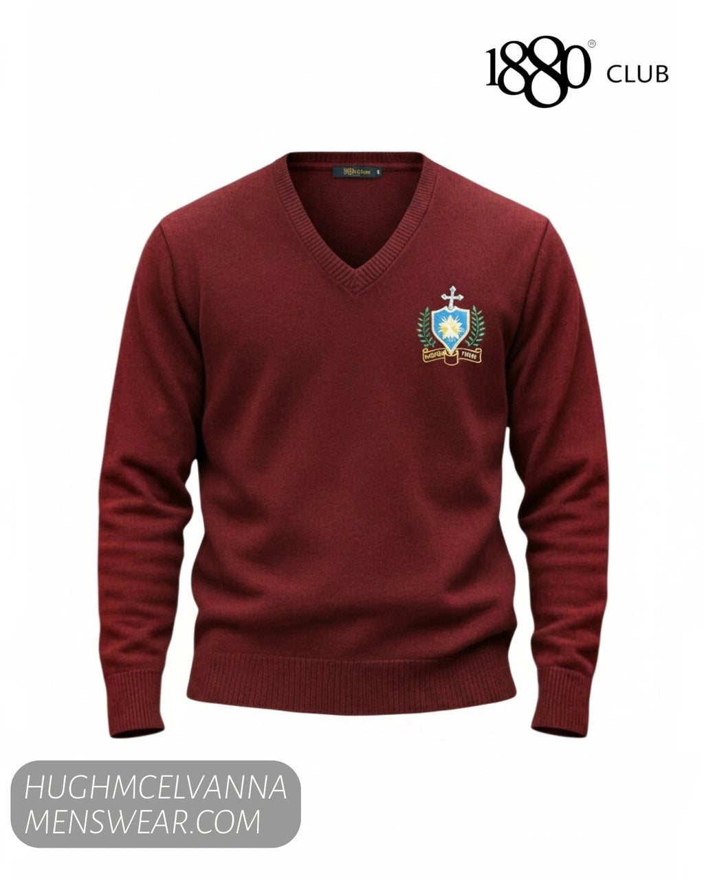 1880 Club St. Patrick's Keady Maroon V-Neck School Sweater - 51780/66 - Hugh McElvanna Menswear
