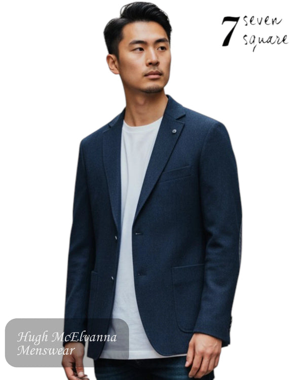 7 Square Navy Wool Blend Jacket | 1815207/289 - Hugh McElvanna Menswear