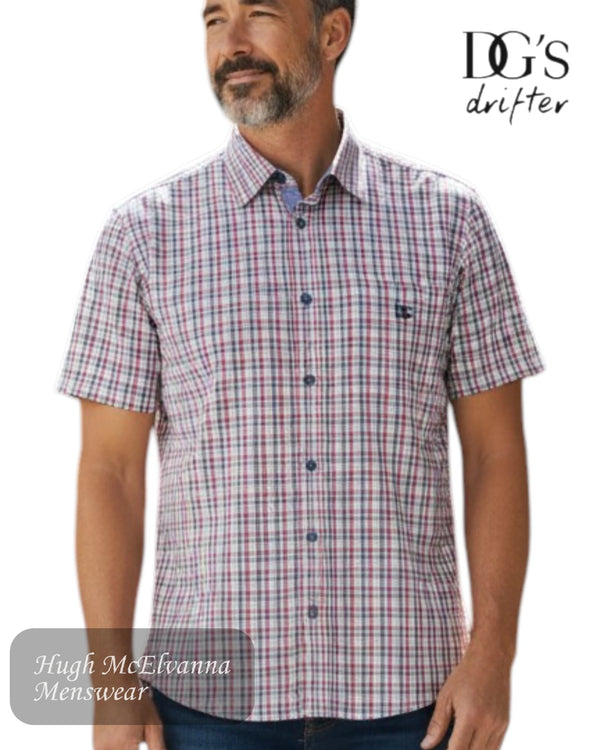 DG's Drifter 66 Red checked short sleeve shirt with Giovanni collar