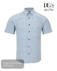 Blue checkered short-sleeve shirt on a white background with 'DG's Drifter' branding.