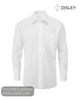 White dress shirt on a white background with Disley branding.