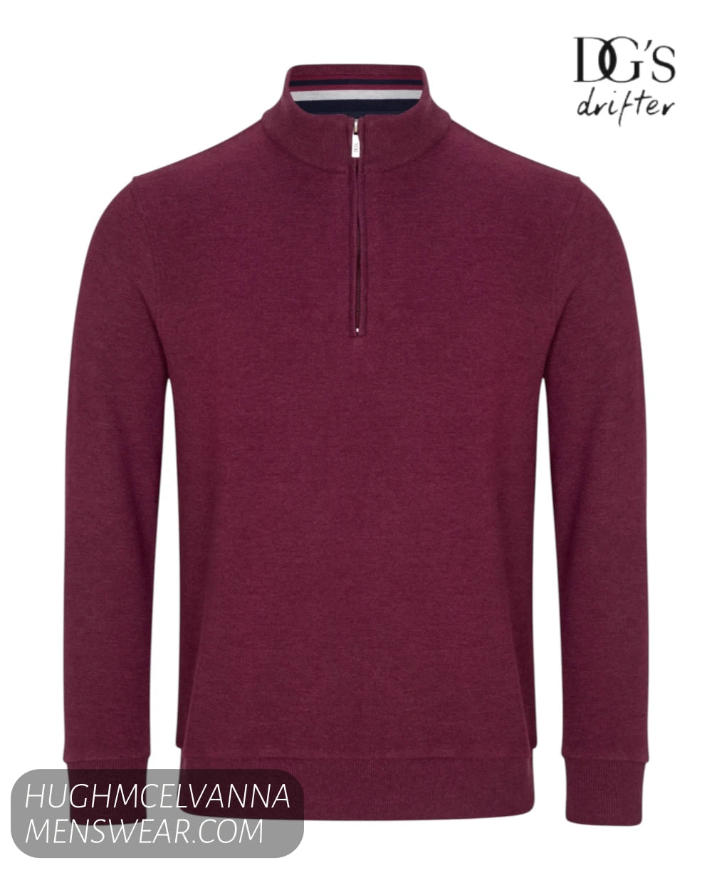 Front 3D ghost mannequin view of DG's Drifter 55120-67 claret quarter zip sweatshirt