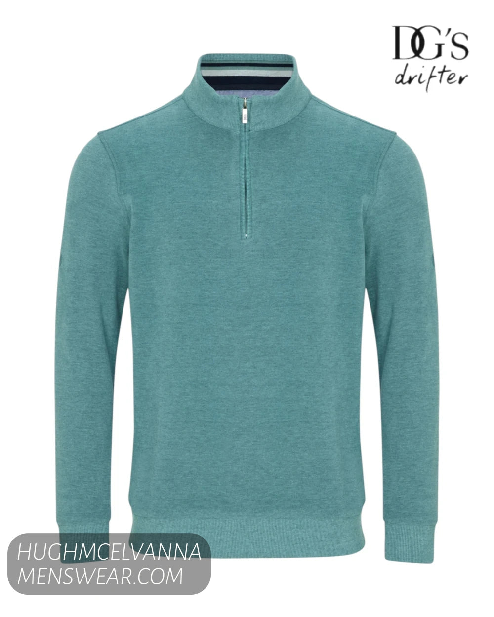 Front 3D ghost mannequin view of DG's Drifter 55120-26 sea green quarter zip sweatshirt