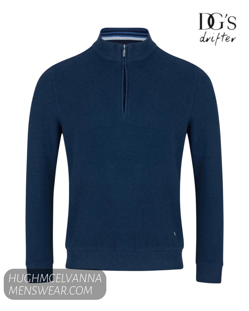 Front 3D ghost mannequin view of DG's Drifter 55120-27 petrol blue quarter zip sweatshirt