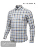 ghost model showing an Eterna fawn check shirt