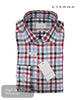 Plaid shirt with a tag on a white background, featuring the Eterna brand.