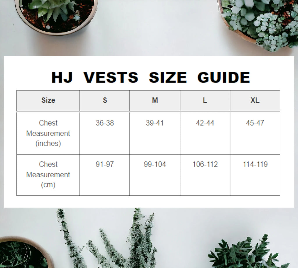 HJ Vest size guide