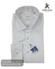 Folded retail presentation of Herbie Frogg 52158 plain white non iron shirt with swing tag and cuff detail
