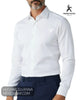 Model close up view wearing Herbie Frogg 52158 plain white non iron cover shirt
