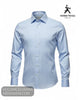 Front 3D ghost mannequin view of Herbie Frogg 52159 plain blue luxury twill cover shirt