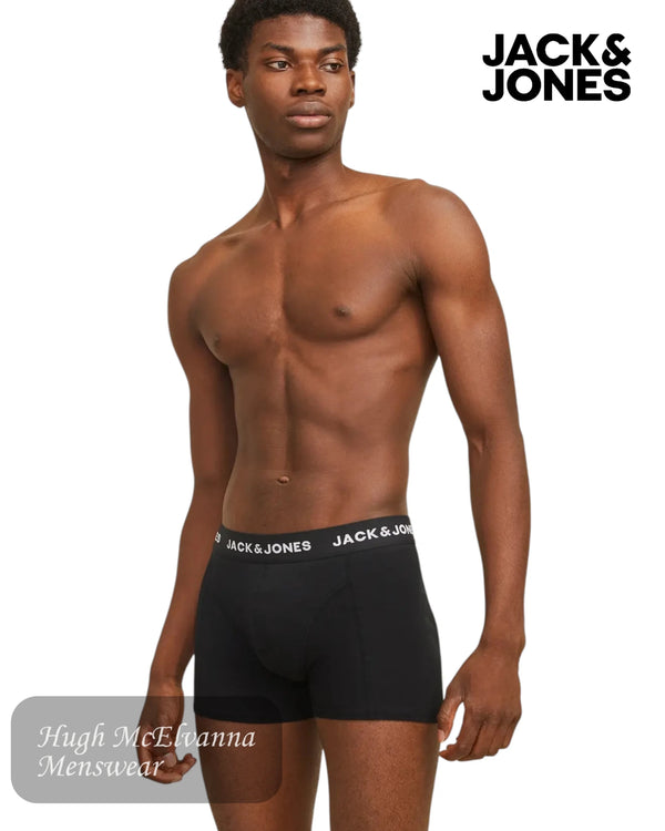 Man wearing black Jack & Jones underwear on a white background