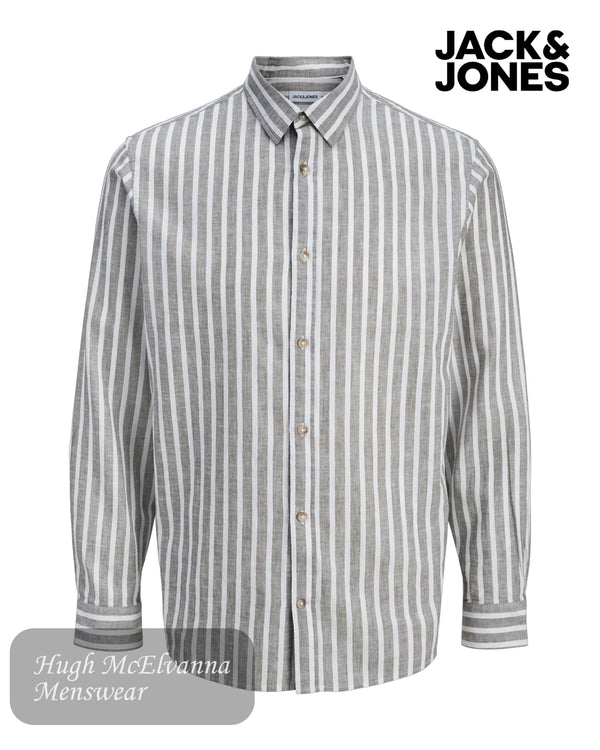 Striped shirt with 'Jack & Jones' branding on a white background