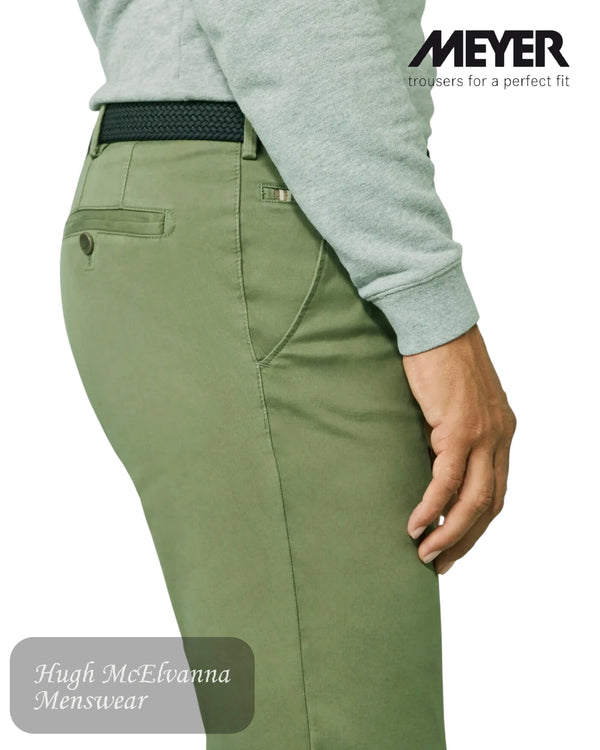 Green pants worn by a person with 'Meyer' branding on a white background in style 3001/26