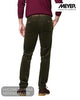 Rear view of male model wearing Meyer Roma stretch corduroy trousers showing regular fit cut