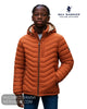 close up view of model wearing Sea Barrier FLORIANO copper puffer jacket 