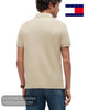 Rear view of model wearing Tommy Hilfiger 1985 regular fit Sandalwood polo shirt