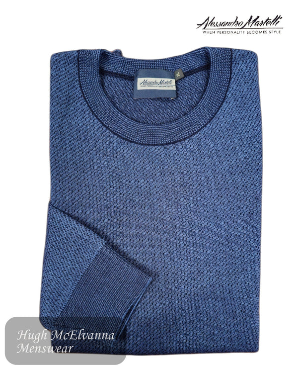 Alessandro Martelli Men’s Blue Crew Neck Sweater - Hugh McElvanna Menswear
