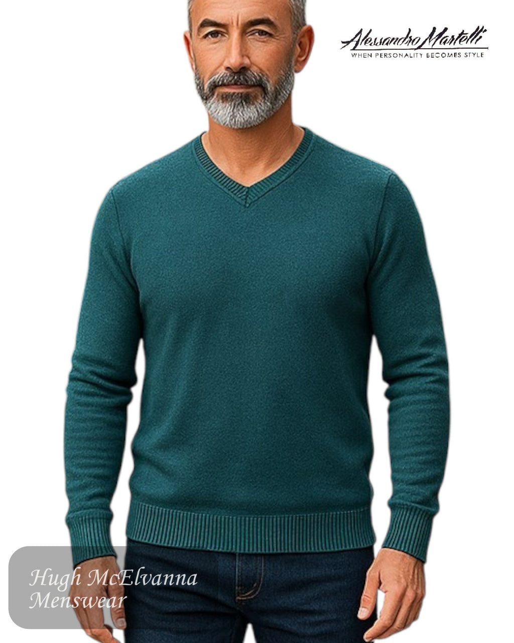Alessandro Martelli Men’s V - Neck Sweater by Swallow - Hugh McElvanna Menswear
