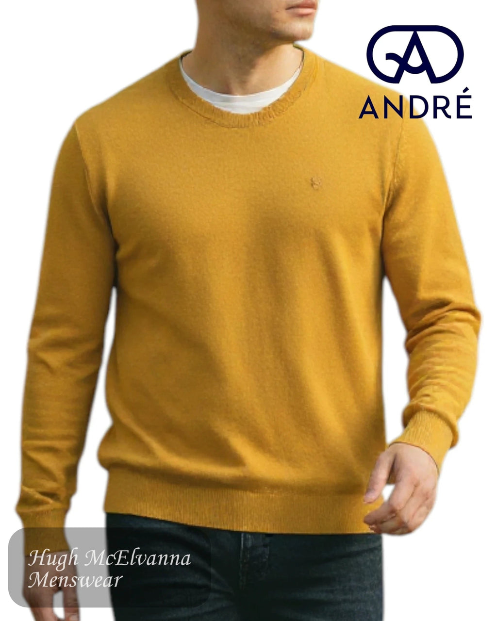 Andre Achill Crew Neck Sweater on model - Hugh McElvanna Menswear
