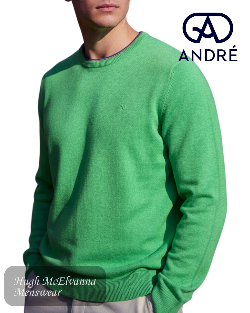 Andre Achill Crew Neck Sweater on model - Hugh McElvanna Menswear