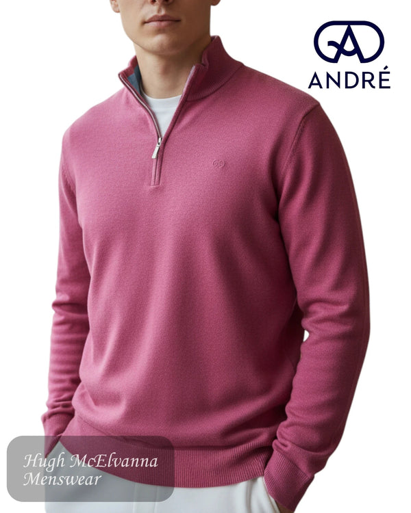André ADARE Lilac Zip Neck Sweater - Hugh McElvanna Menswear