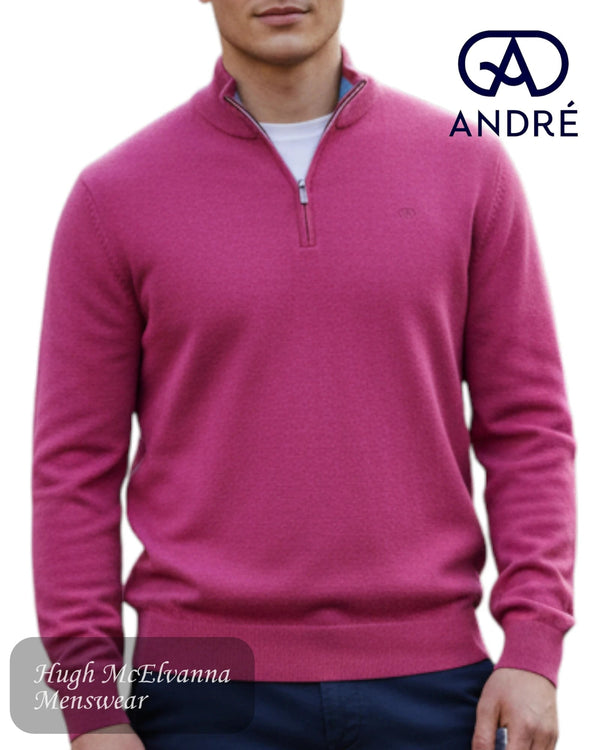 André ADARE Lilac Zip Neck Sweater - Hugh McElvanna Menswear