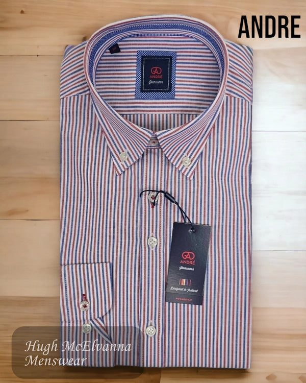 Andre JEFF Burgundy Long Sleeve Shirt - Hugh McElvanna Menswear