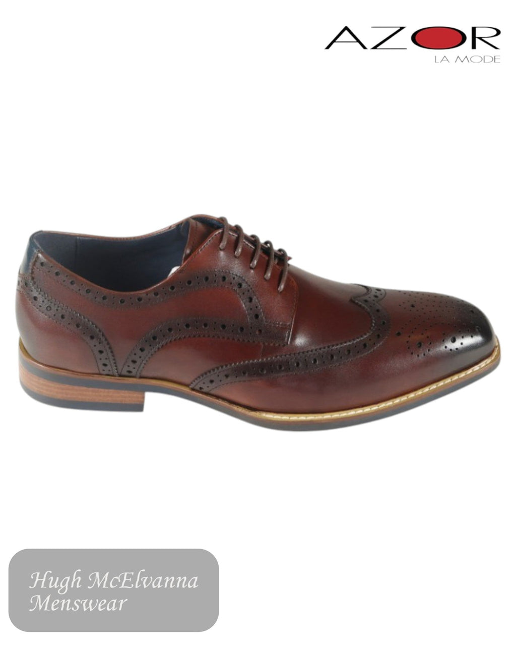 Azor Venezia Classic Brogues – Brown Leather - Hugh McElvanna Menswear