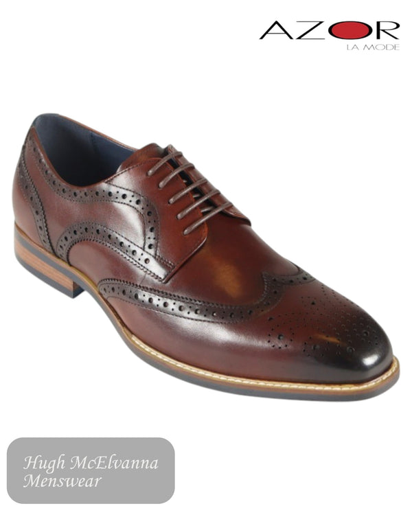 Azor Venezia Classic Brogues – Brown Leather - Hugh McElvanna Menswear