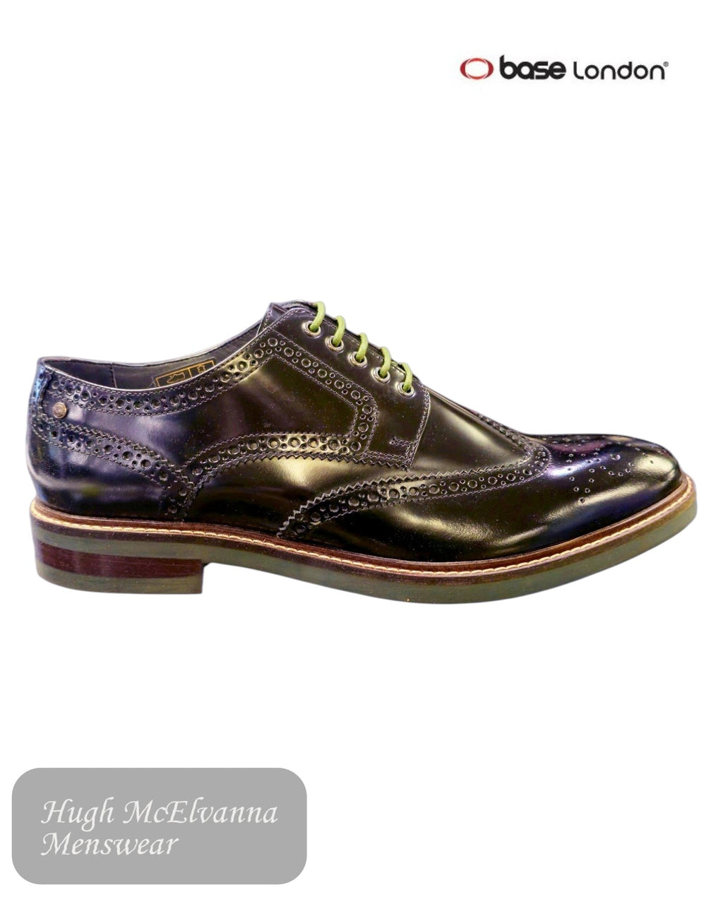 Base London WOBURN Black Leather Brogue - Hugh McElvanna Menswear