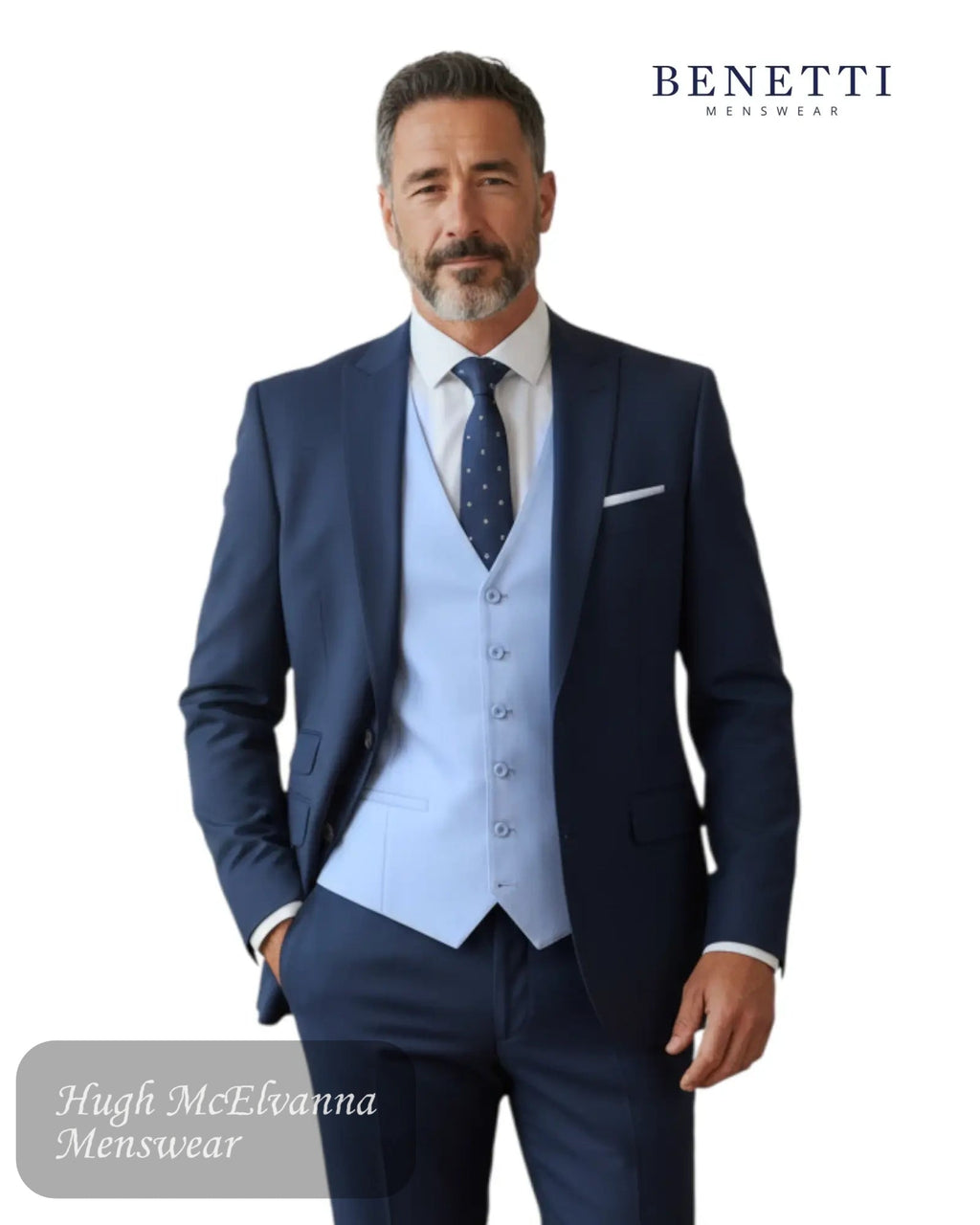 Benetti Albert Sky Waistcoat - Hugh McElvanna Menswear