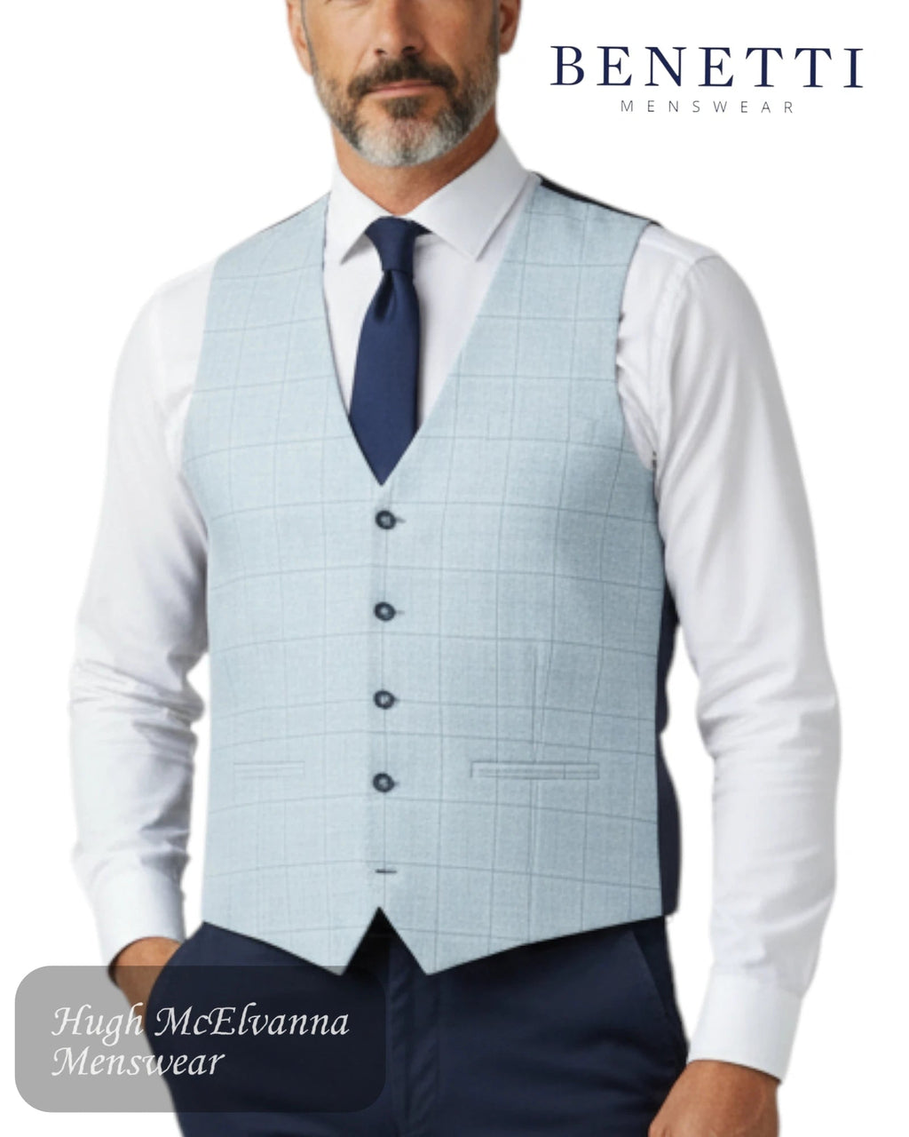 Benetti ANDREW Sky Waistcoat - Hugh McElvanna Menswear