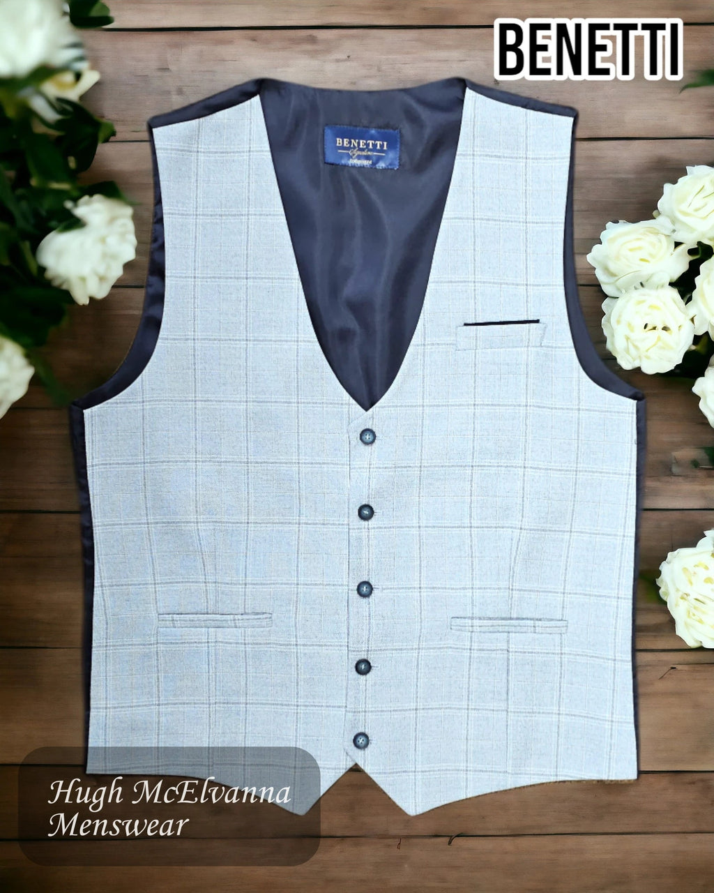 Benetti ANDREW Sky Waistcoat - Hugh McElvanna Menswear
