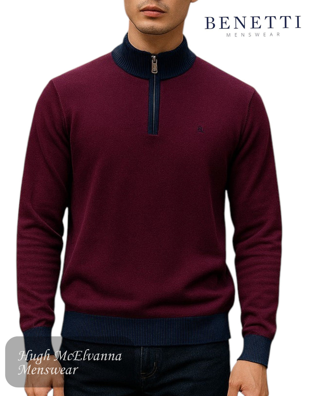 Benetti BARROW Quarter Zip Pullover - Hugh McElvanna Menswear