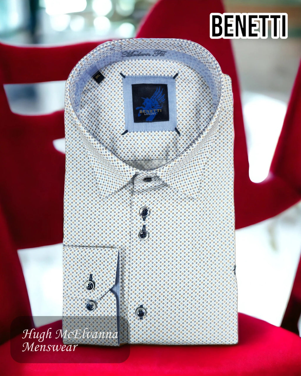Benetti Biscuit Long Sleeve Shirt Style: HAVANA - Hugh McElvanna Menswear