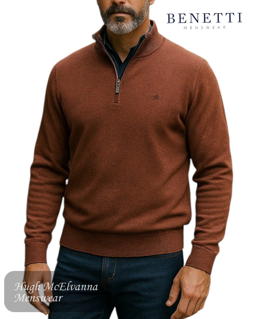 Benetti BROSNA Quarter Zip Sweater - Hugh McElvanna Menswear