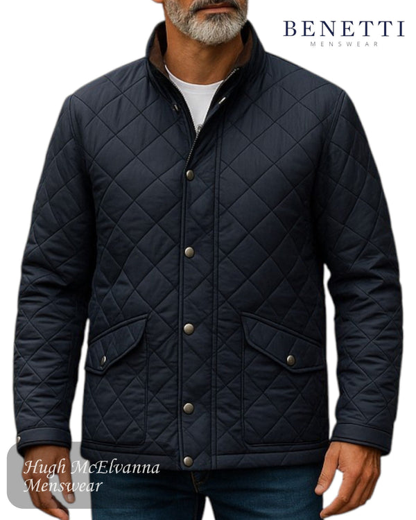 Benetti BRUTUS Navy Quilted Coat - Hugh McElvanna Menswear