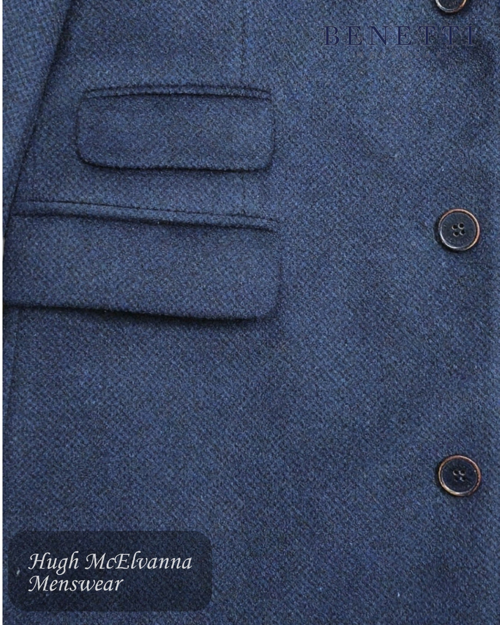 Benetti CHARLES Navy Wool Overcoat - Hugh McElvanna Menswear