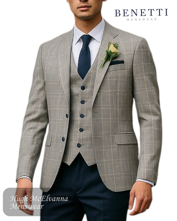 Benetti CHARLES Stone Check Blazer - COMFORT FIT - Hugh McElvanna Menswear