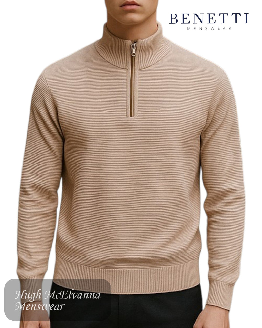 Benetti ERROL Quarter Zip Sweater - Hugh McElvanna Menswear