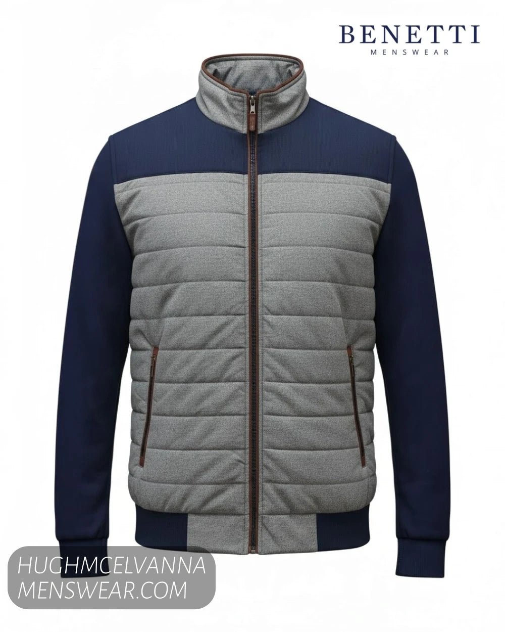 Benetti FLOYD Grey Casual Bomber Jacket - Hugh McElvanna Menswear - Casual Jackets