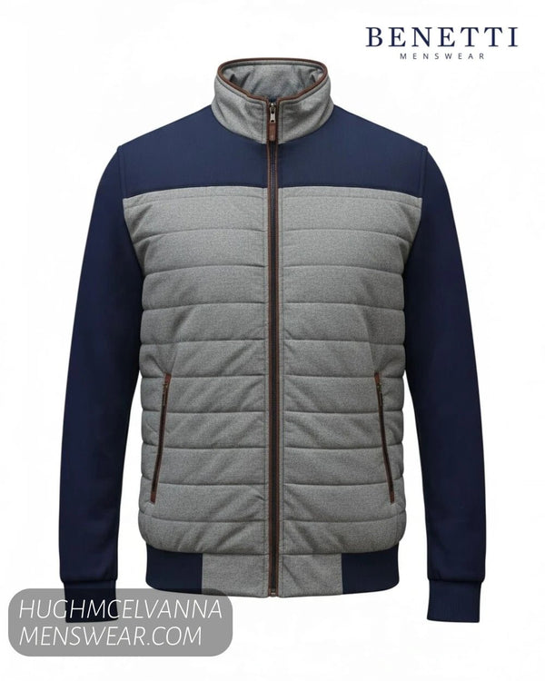 Benetti FLOYD Grey Casual Bomber Jacket - Hugh McElvanna Menswear - Casual Jackets