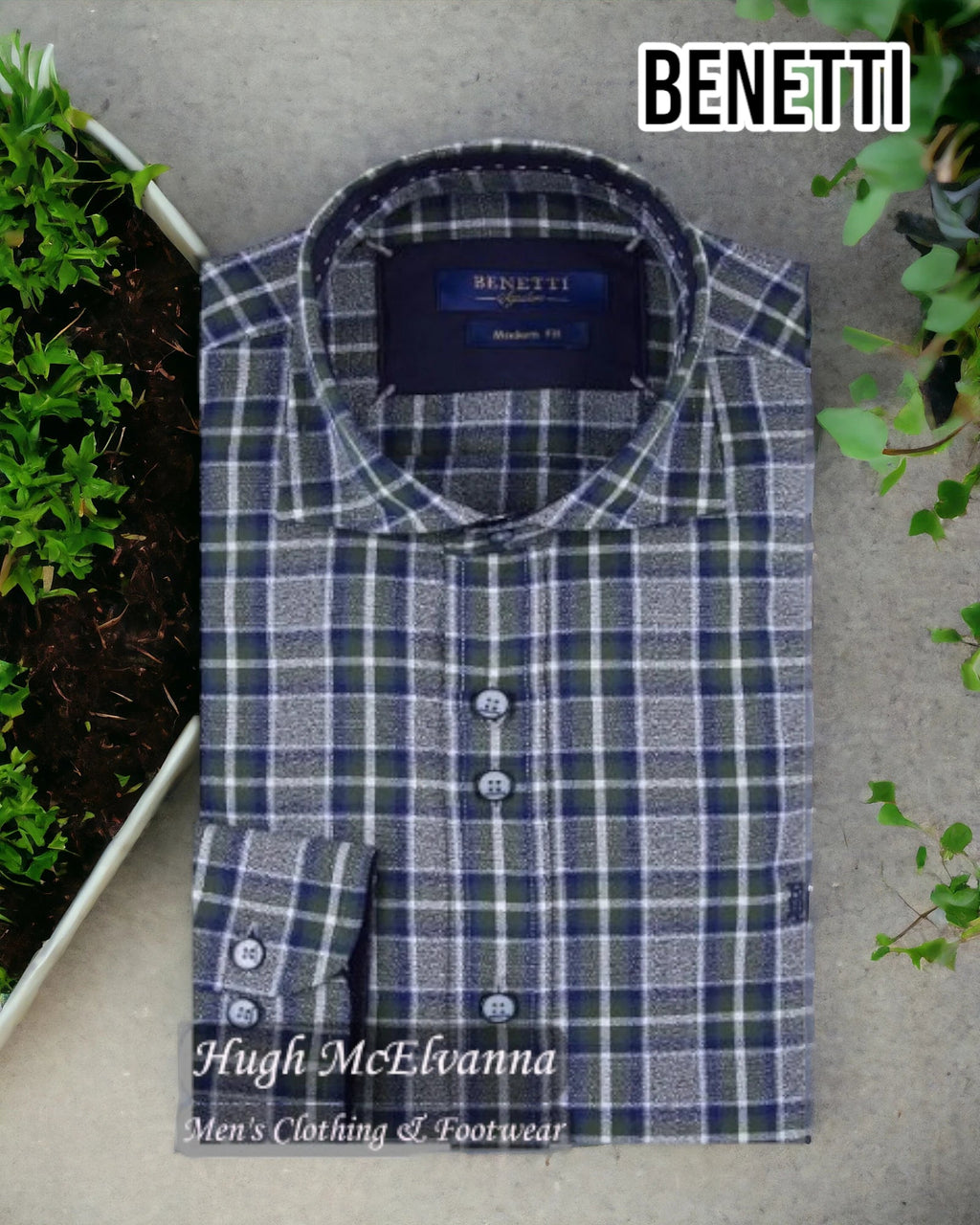 Benetti Forest Long Sleeve Shirt - TANNER - Hugh McElvanna Menswear