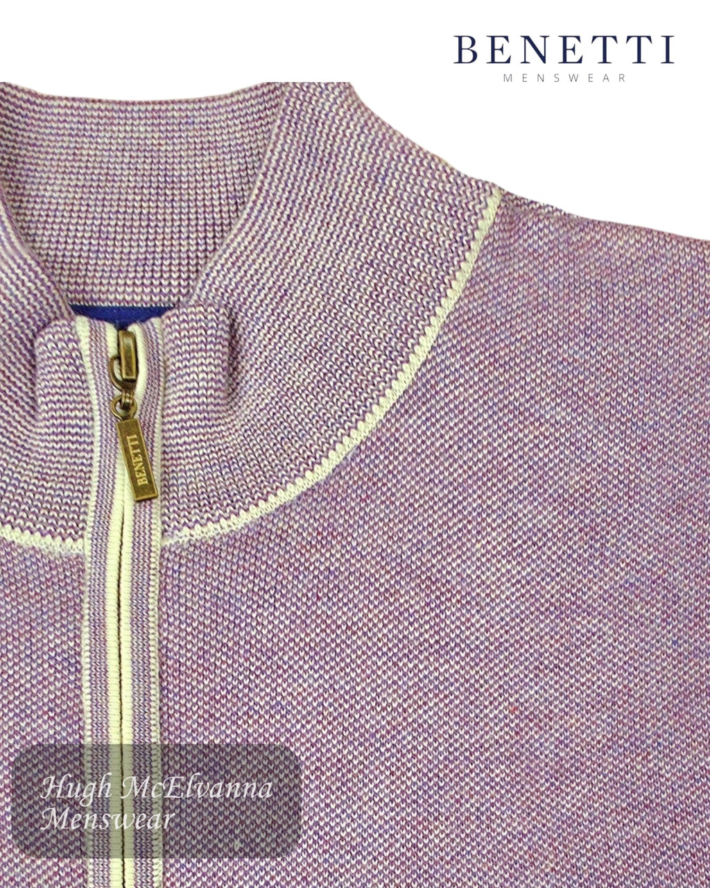 Benetti Julius 1/4 Zip Pullover - Lilac - Hugh McElvanna Menswear